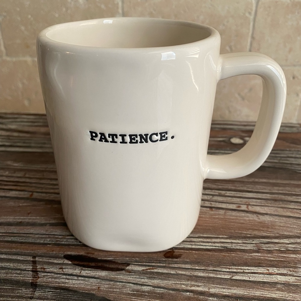 Rae Dunn Patience Typewriter Print Coffee Mug